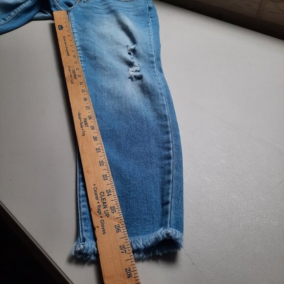Kancan Jeans Womens 9/28 Low‎ Rise Skinny Ankle Distressed Raw Hem Boho Stretch - Picture 9 of 10